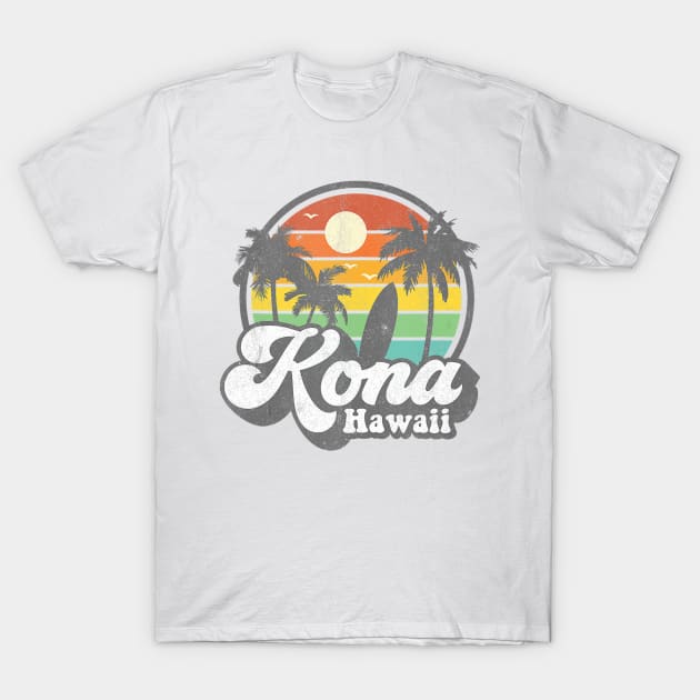 Vintage Kona Beach Hawaii Surf Hawaiian Surfing 70's Gift T-Shirt by Mitsue Kersting